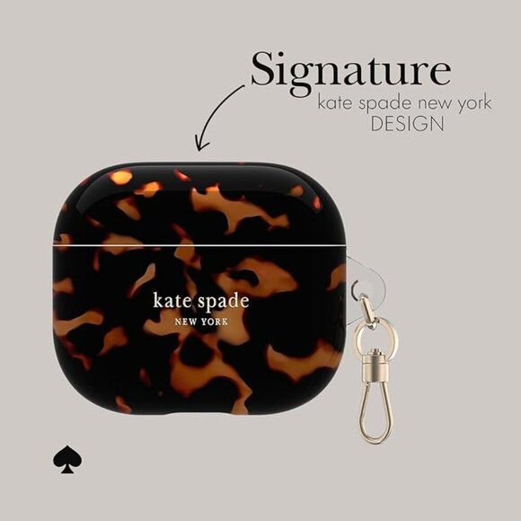 Kate Spade New York AirPods Protective Case with Keychain Ring - Tortoiseshell - Picture 2 of 6